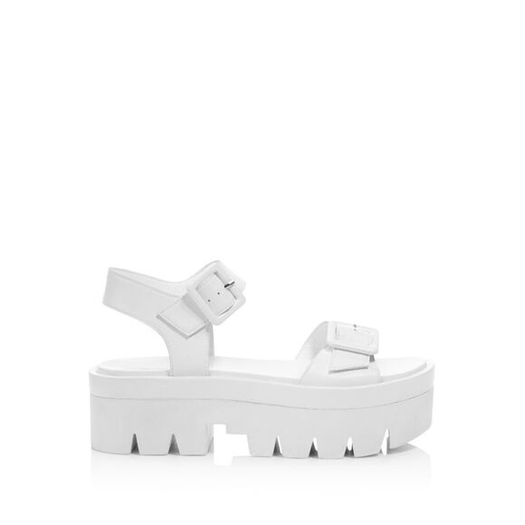 KENDALL + KYLIE Womens White Treaded Wave Round Toe Wedge Leather Sandals 10 M - Picture 2 of 4